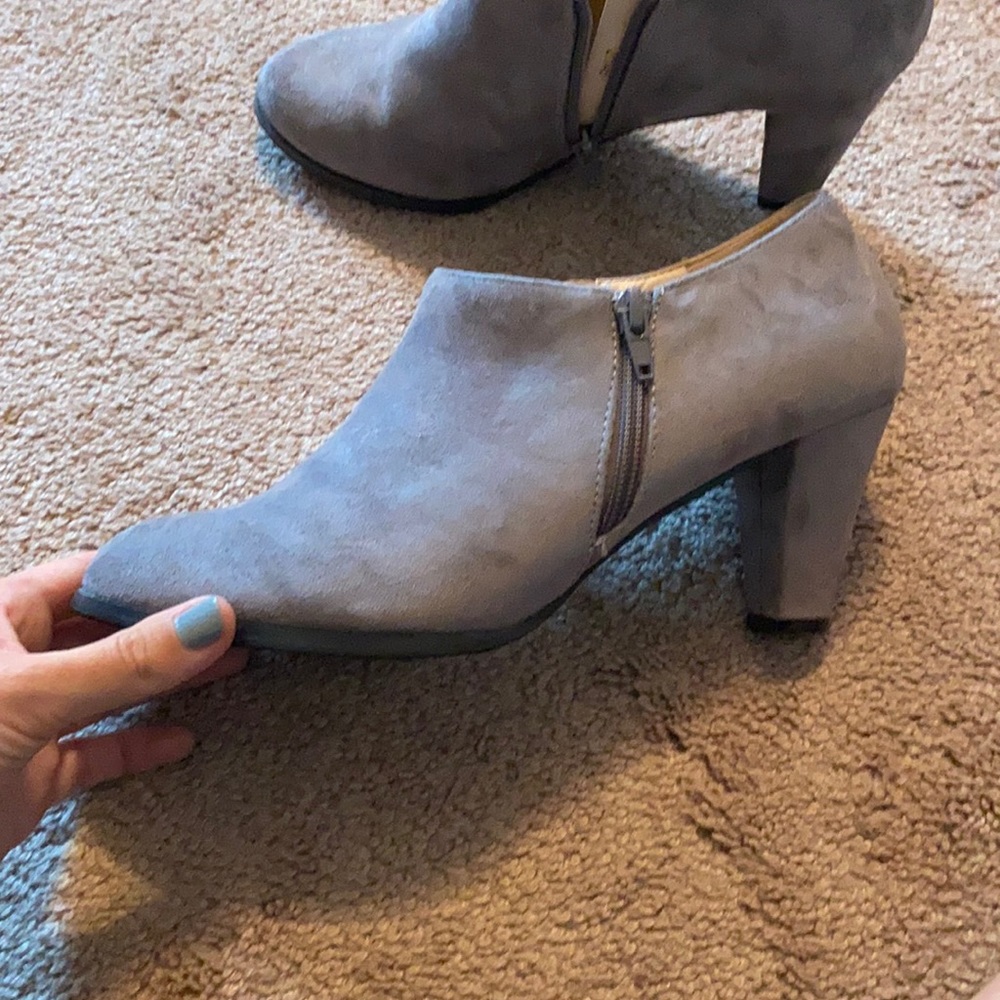Grey bootie heels